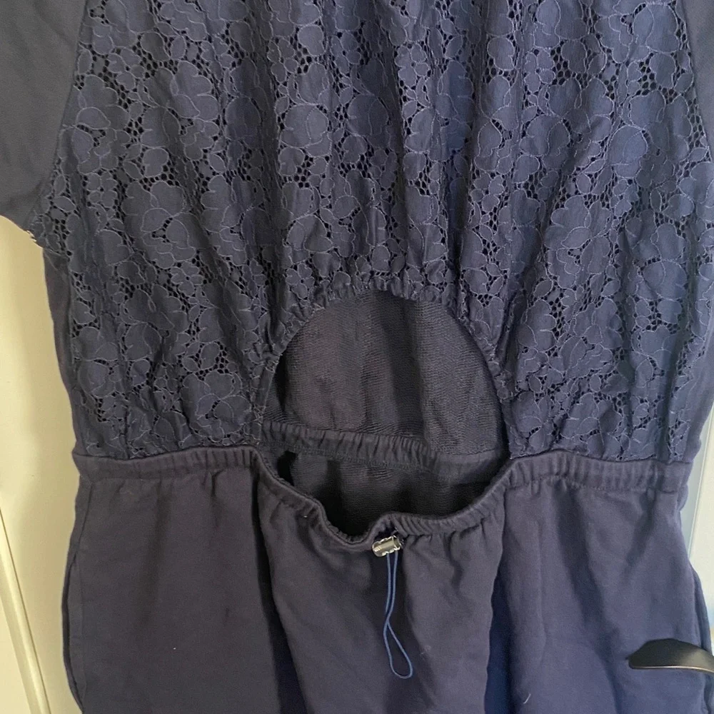 Kate Spade Dark Blue Short Sleeve Dress with lace and open back size XL